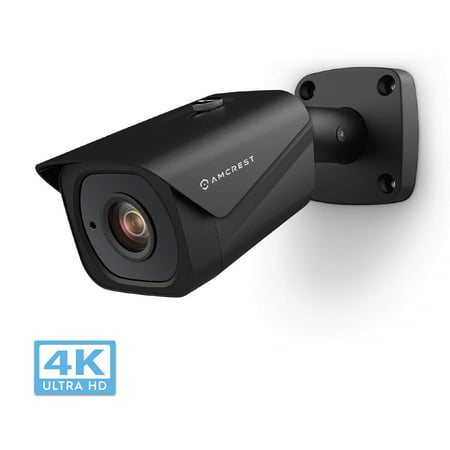 Amcrest UltraHD 4K (8MP) Outdoor Bullet POE IP Camera, 3840x2160, 131ft NightVision, 2.8mm Lens, IP67 Weatherproof, MicroSD Recording, Black