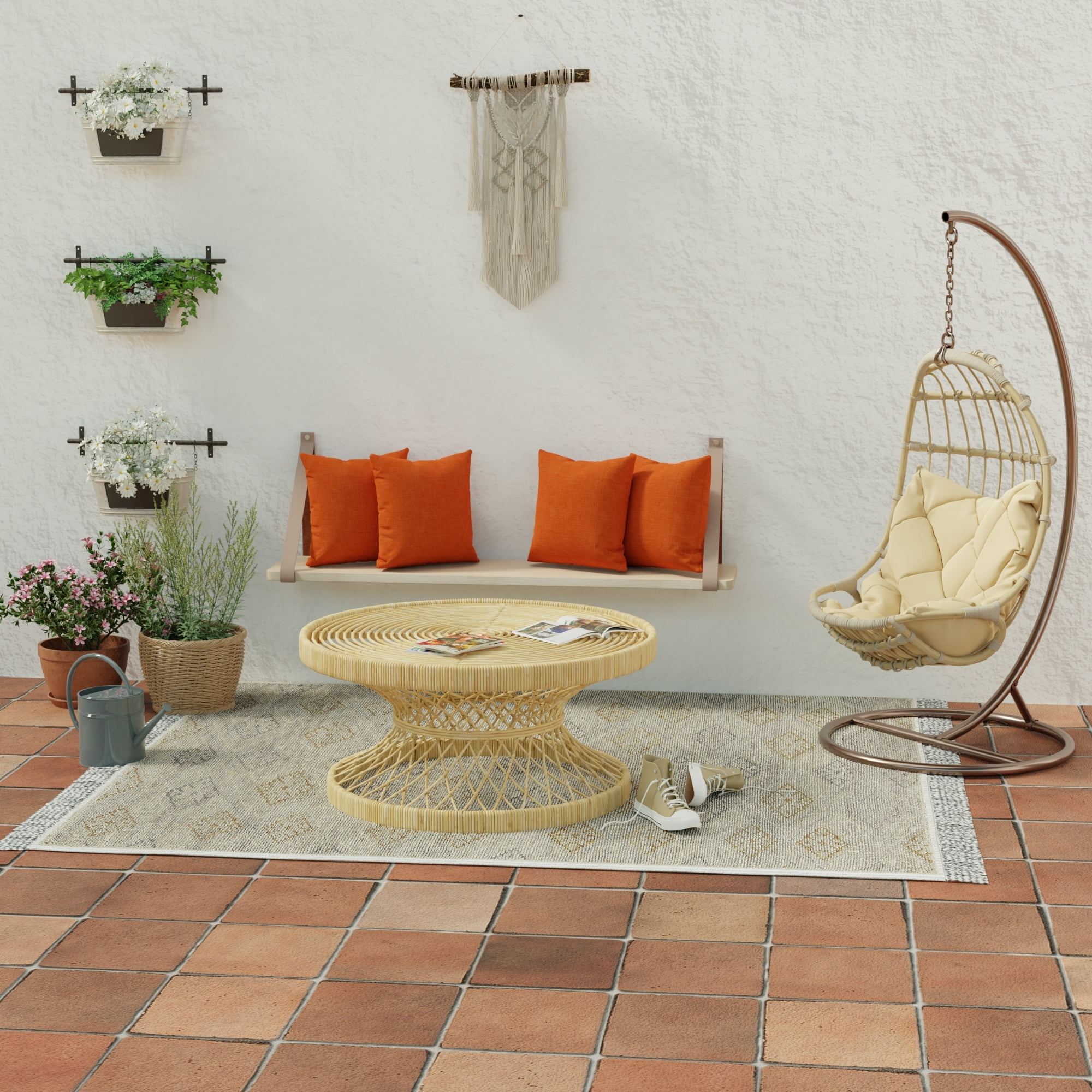 Jordan Manufacturing 17" x 17" Celosia Praline Rust Crosshatch Square Outdoor Throw Pillow (2 Pack)