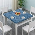 thumbnail image 3 of Blue Pioneer Flower and Paisley Pattern Square Fitted Tablecloth with Elastic Edge,Square Table Cover,Washable Elastic Table Cover for Home Kitchen Party Decor 36"x36", 3 of 6