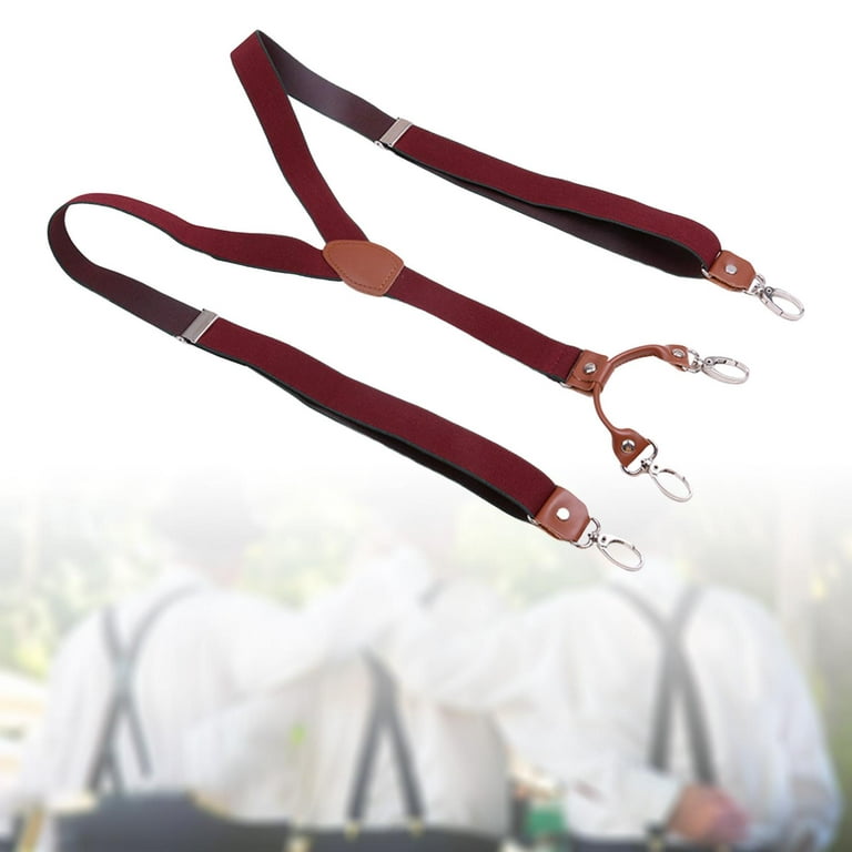 Suspenders for Men 1 inch Wide Elastic Straps Heavy Duty Y Shaped Unisex  Red 