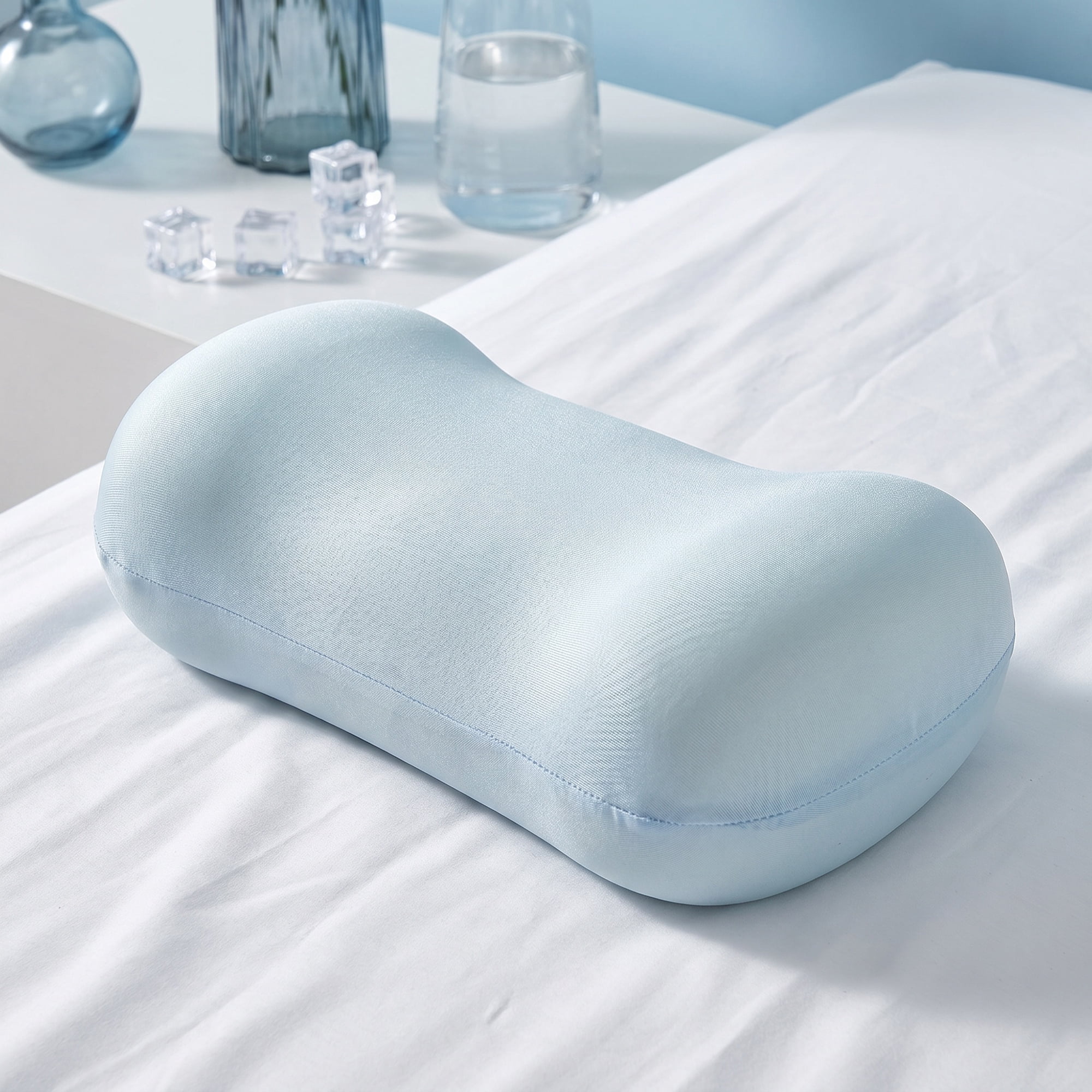 Unique Bargains Neck Pillow Sponge Cervical Support for Sleeping Blue A 16.5"x7.9"x4.3"