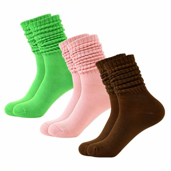 TELOLY 3Pairs Slouchy Socks for Women,Sweat-Absorbing, Anti-Friction Boot Socks for Women,Sports Socks Scrunch Socks Women,Combination1