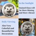 thumbnail image 4 of Black and White Cute Hedgehog Stained Glass Suncatcher Handmade Window Hanging Colored Glass Suncatcher Crafts Kits for Indoor Garden Decor Memorial Gift 16x16cm, 4 of 7