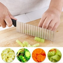 MLfire Potato Ripple Knife Crinkle Cutter Wavy Chopper French Fry Slicer Knife Stainless Steel Food Tomato Onion Lemon Salad Chopping Knife Wavy Slicer Wavy Vegetable Cutter Kitchen Tool