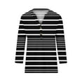thumbnail image 4 of hxobax Striped Tunic Tops for Womens 3/4 Sleeve V Neck Button Down Shirts Basic Tee Pullover Blouse, 4 of 5
