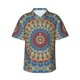 thumbnail image 1 of Balery Round Mandala Camisas hawaianas de manga corta para hombre, camisas playeras de corte holgado, camisas de vacaciones con botones,Medium, 1 of 7