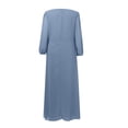 thumbnail image 3 of Women's Chiffon Spring V Neck Long Sleeves Pleated A-Line Midi Length Wedding Guest Dress, 3 of 4