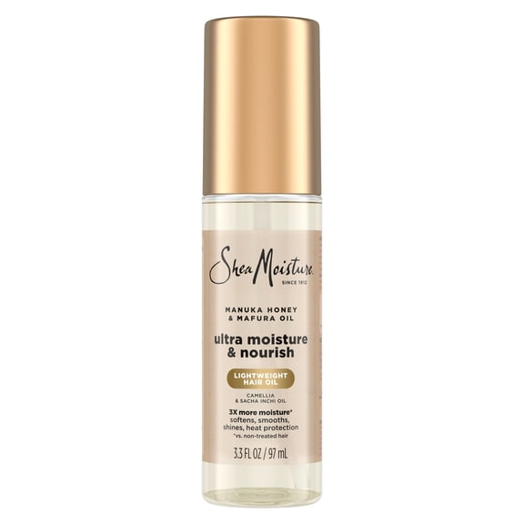 SheaMoisture Hair Oil Manuka Honey & Mafura Oil Ultra Nourishing for Dry, Frizzy Hair, 72-Hour Hydration & Frizz Control with Sacha Inchi, Mafura & Camellia Oils, 3.3 fl oz, 1 Pack