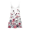 thumbnail image 5 of Usmixi Womens Dresses Beach Holiday Vintage Loose Ruffle Swing Adjustable Spaghetti Strap Mini Sundress Summer Floral Print V-Neck Sleeveless Formal Short Dress White XL, 5 of 5