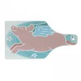 thumbnail image 1 of Blue and Pink Cutting Board, Happy Flying Pig with Wings on Retro Style Dotted Oval, Decorative Tempered Glass Cutting and Serving Board, in 3 Sizes, by Ambesonne, 1 of 2