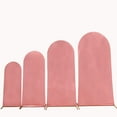 thumbnail image 2 of BalsaCircle 4 Rose Gold Fitted Metallic Spandex Round Top Wedding Arch Backdrop Stand Covers Set Wedding Party Events, 2 of 8