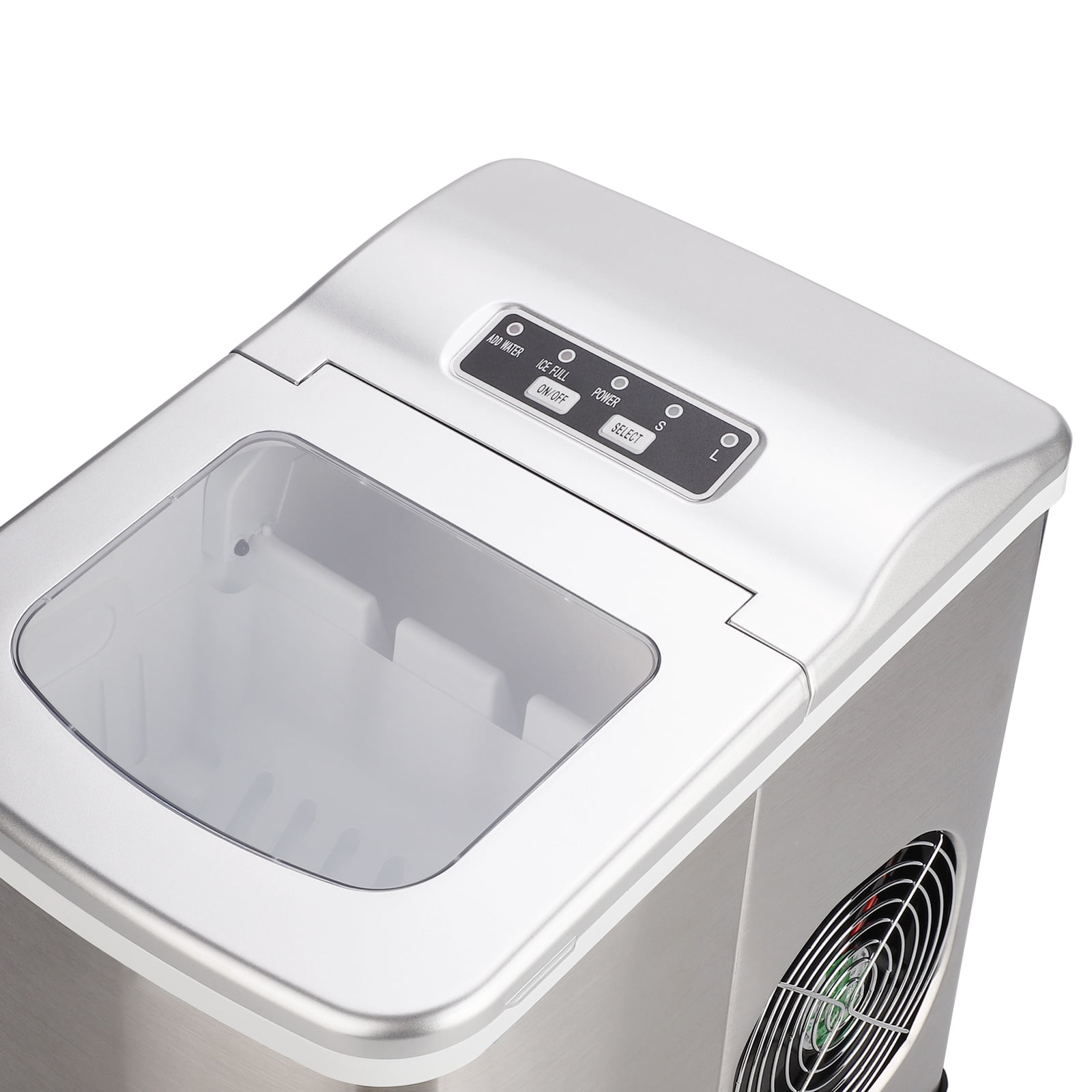 Kepooman 26lb / 24H Portable Compact Stainless Steel Electric Ice Maker for Home Office Kitchen Bar, White