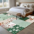 thumbnail image 4 of Boho Spring Floral Area Rugs 5'x7', Small Throw Rugs for Laundry Room Playroom, Retro Flowers Plants Patchwork Grid Green Indoor Outdoor Rug Non-Slip Low Pile Carpet Runner Reversible Floor Mats, 4 of 8