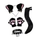 thumbnail image 3 of Conjunto de guantes y collar con orejas y cola de zorro para fiestas temáticas de animales, cumpleaños y carnaval. Negro, 3 of 9