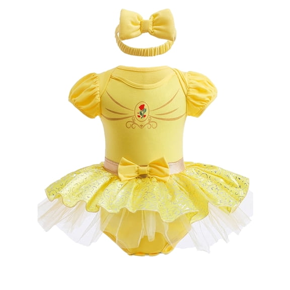 ATAIKU 3-18M Infant Baby Girls Princess Romper Onesie Dress Bodysuit with Headband Toddler Christmas Halloween Birthday Dresses