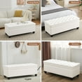 thumbnail image 5 of 51" Fabric Storage Ottoman Bench, Tufted Upholstered Rectangle Storage Bench with Hinge for End of Bed Bedroom Living Room Hallway (Beige), 5 of 10