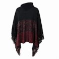 thumbnail image 5 of Women's Poncho Sweater Jumper Crochet Knit Tassel Knitted Color Block Turtleneck Stylish Casual Daily Going Out Fall Winter Black Khaki One-size / Sle, 5 of 5