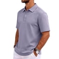 thumbnail image 4 of Hsovts Polo Shirts for Men Cotton Pique Short Sleeve Summer T-Shirts Business Casual Collared Moisture Wicking Golf Shirts Light Purple M, 4 of 8