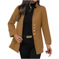thumbnail image 3 of LIBRCLO Jackets for Women Thick Casual Woolenen Coat Hoodless Solid Color Long Sleeve Fitness Collared Button Soft Outwear, 3 of 6