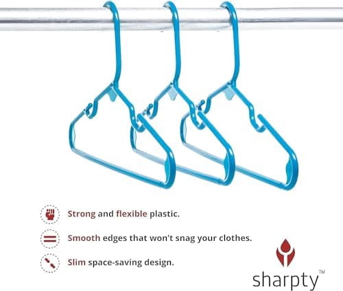 Kids Plastic Hangers, Children's Hangers for Baby, Toddler, and Child Clothes - Everyday Standard Use - Ideal for Boys and Girls Closet, Clothing, Pants, Coats, and More - Blue, 20 Pack