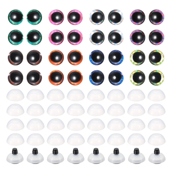 Uxcell 16mm Glitter Moon Safety Eyes, 32 Pcs Colorful Crocheting Safety Eyes, 8 Colors