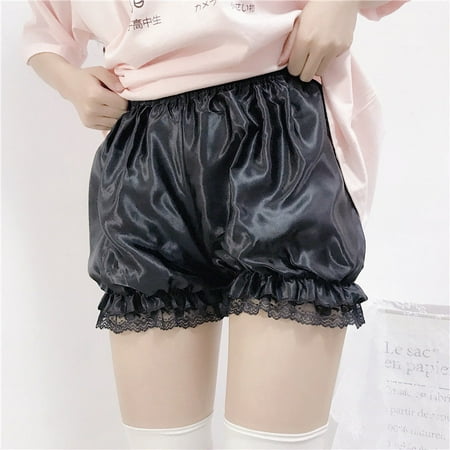 Shorts Womens Solid Color White Polyester Bloomers Shorts Underwears Frilly Light Short Pants Elastic Waistband Yoga Panties