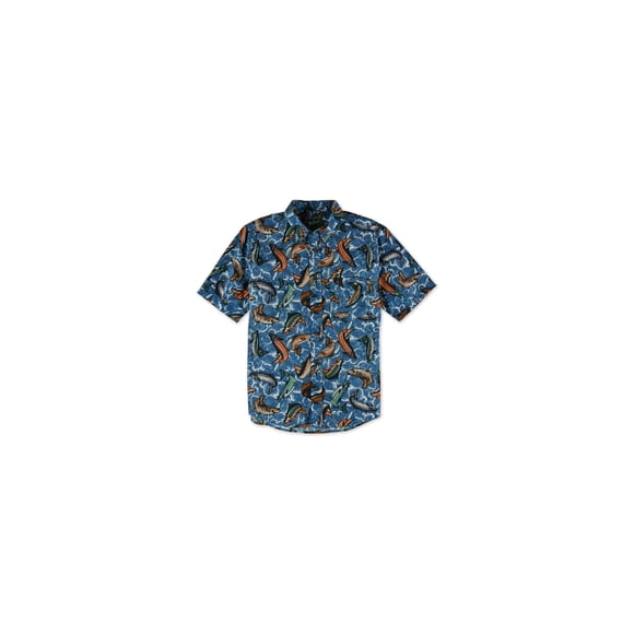 Woolrich Mens Walnut Run Button Up Shirt, Blue, Small