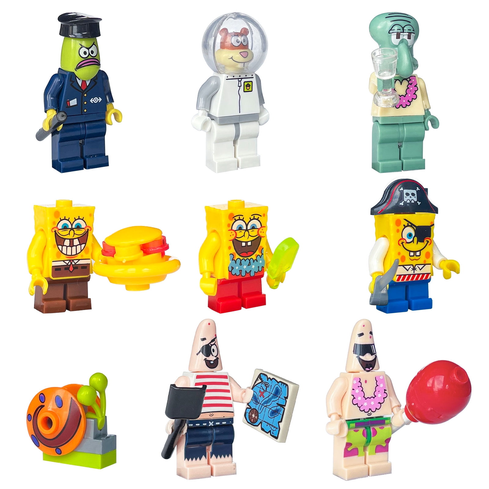 9Pcs Set spongebob Minifigures,2 Inches Cartoon Mini Toys AS