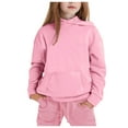 thumbnail image 3 of Rovga Outfits For Girls 6-7 Years Long Sleeve Outfits Solid Color Warm Hoodie Child Toddler Pullover Tops Pants Kids Outfits Sweat Suit Trend Outfits Pink, 3 of 6