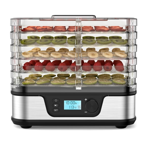 Auseo Food Dehydrator, 5 Stainless Steel & BPA-Free Trays Electric Dehydrated Dryer, 95℉~167℉,  72H Timer Dehydrator Machine for Meats, Fruits, Vegetables, Jerky and Pet Treats