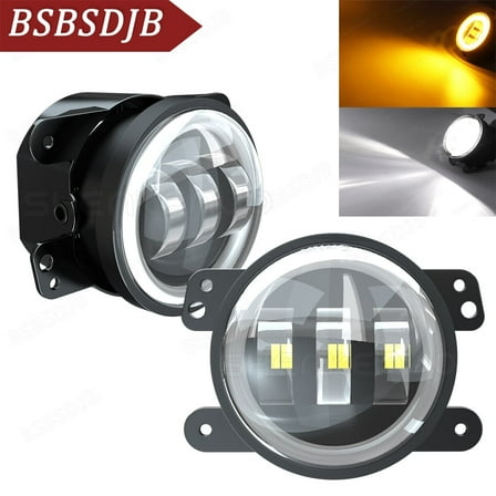 For Jeep Wrangler unlimited JK 4 Door 2007~2015 4" Round LED Fog Light DRL Light White Amber