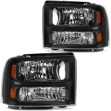RVNI Headlight Assembly for 2005-2007 Ford F250 F350 F450 F550 Super Duty & 05 Ford Excursion Black Housing Clear Lens