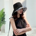 thumbnail image 4 of Prolriy Bucket Hat Womens Outdoor Solid Sun Hat Flower Printed Casual Elegant Sun Hat Hats for Women Black, 4 of 6