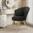 thumbnail image 2 of Daluvenix Velvet Accent Chair with Gold Metal Legs, Shell Design Vanity Makeup Chair for Living room, Modern Upholstered Guest Chair, Black, 2 of 9