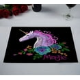 thumbnail image 2 of EREHome unicorn Napperon Cheval Crinière Fleur Tapis de Table Tapis de Tasse 12x18 Pouces, Ensemble de 2, 2 of 2