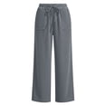 thumbnail image 4 of Sokhug Women Ribbed Knit Wide Leg Pants Drawstring Elastic Waist Casual Trousers With Patch Pockets Casual Solid Color Lounge Trousers, 4 of 7