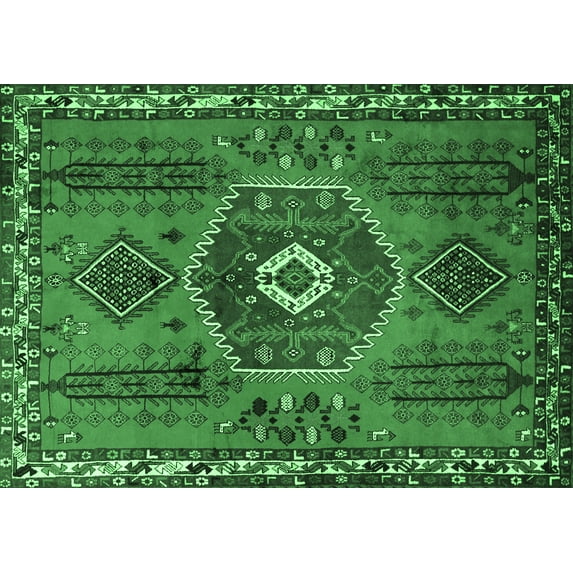 Ahgly Company Indoor Rectangle Persian Emerald Green Traditional Area Rugs, 5' x 7'