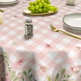 thumbnail image 4 of Easter Tablecloth 60×60 Inch Round, Bunnies Pink Buffalo Plaid Spring Washable Table Cover for Party Picnic Dinner Decor, 4 of 6