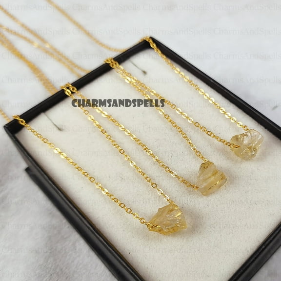 Raw citrine necklace, Healing crystal necklace, Chakra healing necklace, November birthstone necklace, Gift for women, Gifts Jewelry