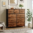 thumbnail image 7 of Eunos Dresser, 9-Drawer Fabric Storage Tower with Large Capacity Fabric Bins for Bedroom, Wood Grain Print, 7 of 7