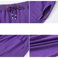 thumbnail image 2 of Tyhengta Mens Shorts Casual Drawstring Zipper Pockets Elastic Waist Purple 44, 2 of 8