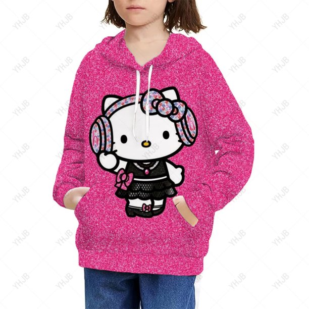 Autumn and Winter New Children's Cartoon Jumper Hello Kitty 3D Print
