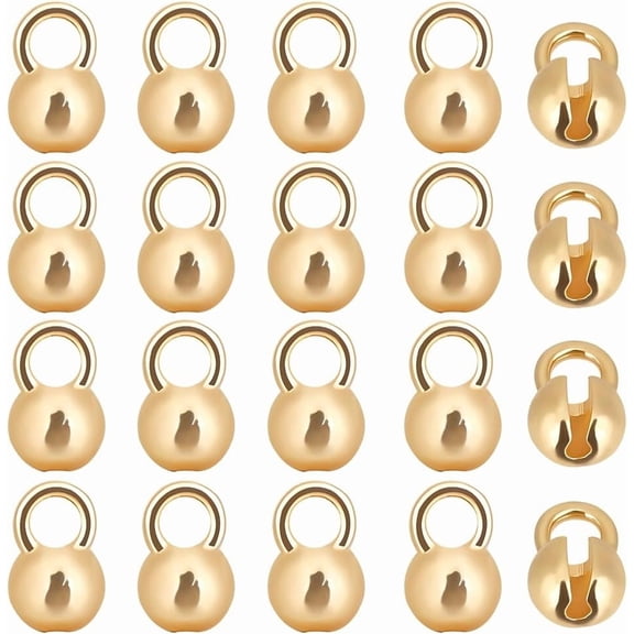 1 Box 28Pcs Bead Tips 18K Gold Plated Brass Knot Covers Clamshell End Cap Crimps Beads Ball Chain Connector Clasp for Jewellery Craft Making
