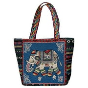 Traditional Women Tote Bag, Travel Bag, Handmade Casual Handbags for Outdoor , Blue F
