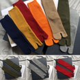 thumbnail image 2 of 1 Pair Japanese Autumn And Wintercotton Thick Socks Black And White Split Toe Socks Solid Color Mid Tube Two Toe Pile Socks orange one size, 2 of 6