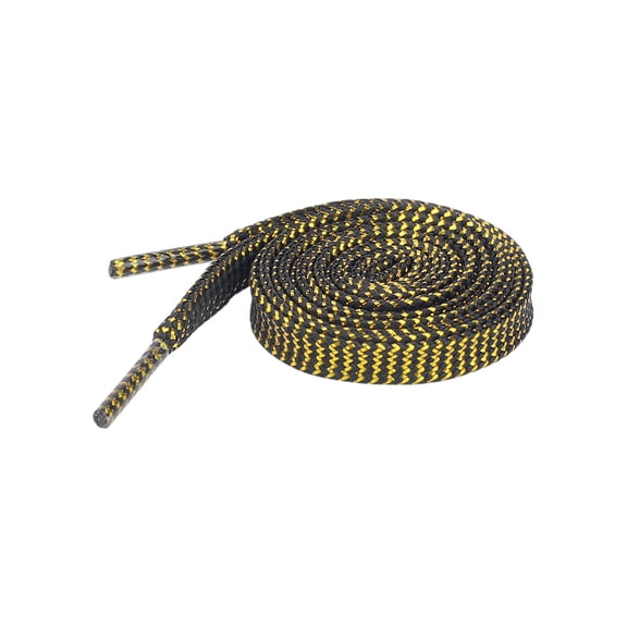 INSPIRE CHIC Glitter Shiny Metallic Wavy Flat Shoelaces, Gold Silver Sequin Sparkling Shoestrings Laces for Sneakers 2 Pair Black-Gold 60cm/23.6"