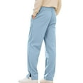 thumbnail image 4 of CQONEPT Men's Pants Bootcut Wide Leg Drawstring Full Length Pant Casual Slacks Baggy Trendy Trousers with Pocket Light Blue 2XL, 4 of 7