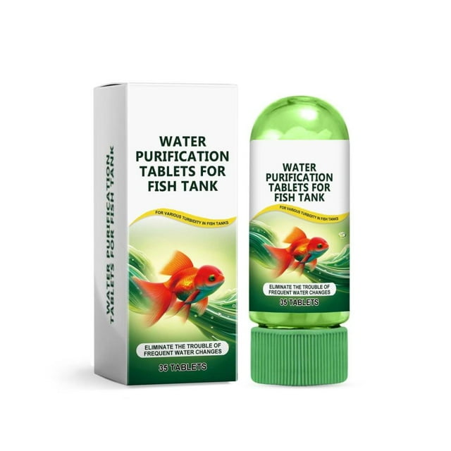 Feltree Powerful Aquarium Water Purification Tablets for Fish Tank, Cleans Water and Promotes Fish Growth, Easy to Use, 35 Count per Bottle