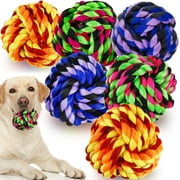 XL Dog Chew Toys for Aggressive Chewers, 6 Pack Almost Indestructible Dog Balls for Large Dogs, Heavy Duty Dental Cotton Dog Rope Toy for Medium Dogs, Puppy Teething Chew Toys, Interactive Dog Toys