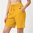 thumbnail image 5 of Summer Athletic Shorts for Women Drawstring Elastic Waist Casual Shorts Soft Cotton Knee Length Shorts with Pocket Summer Outdoor Short Pants Loose Comfort Short Bottoms, 5 of 7